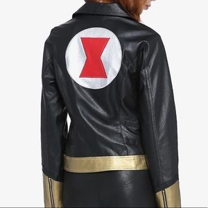 Her Universe Marvel Black Widow Faux Leather Girls Moto Jacket Hot Topic Cosplay